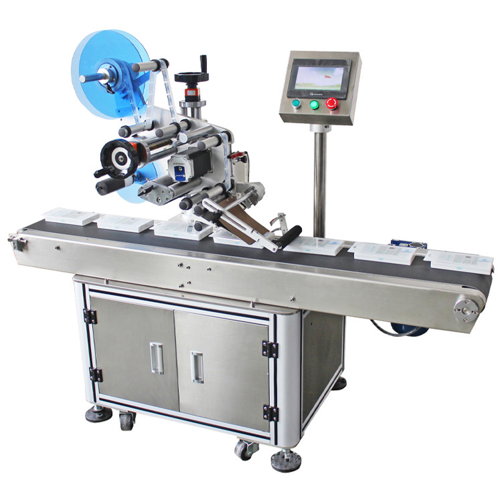 Full automatic labeling machine, adhesive sticker labes on flat surface